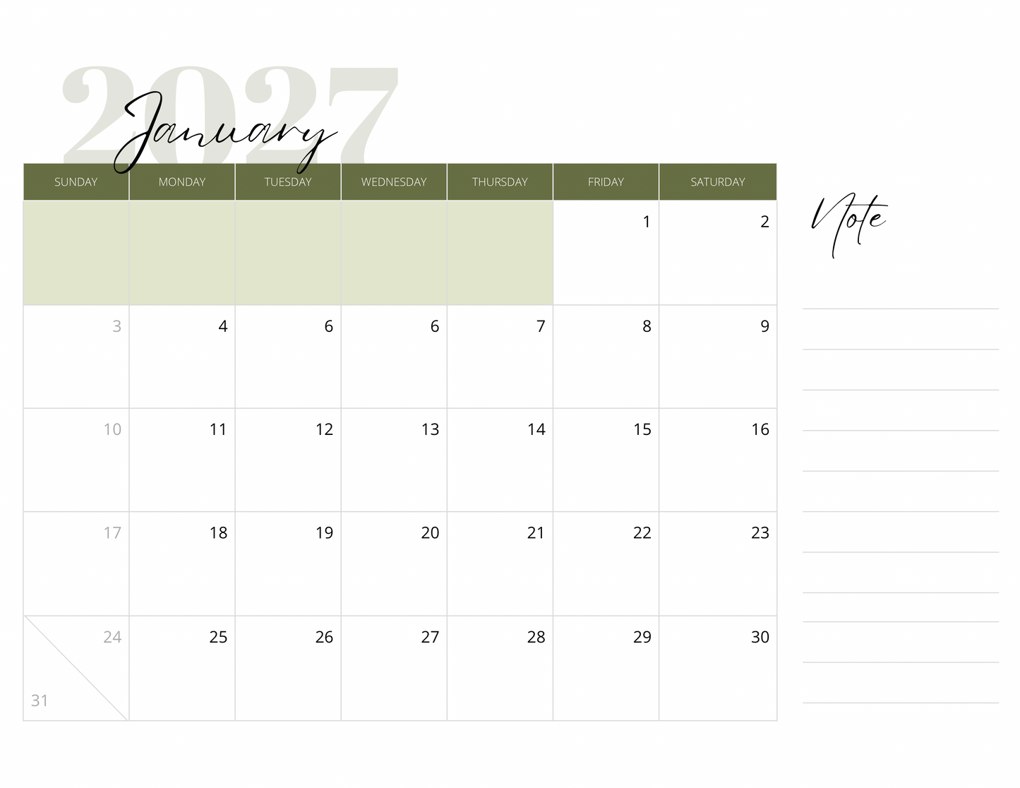 2027 Calendar Notepad - A 76-Page Duo
