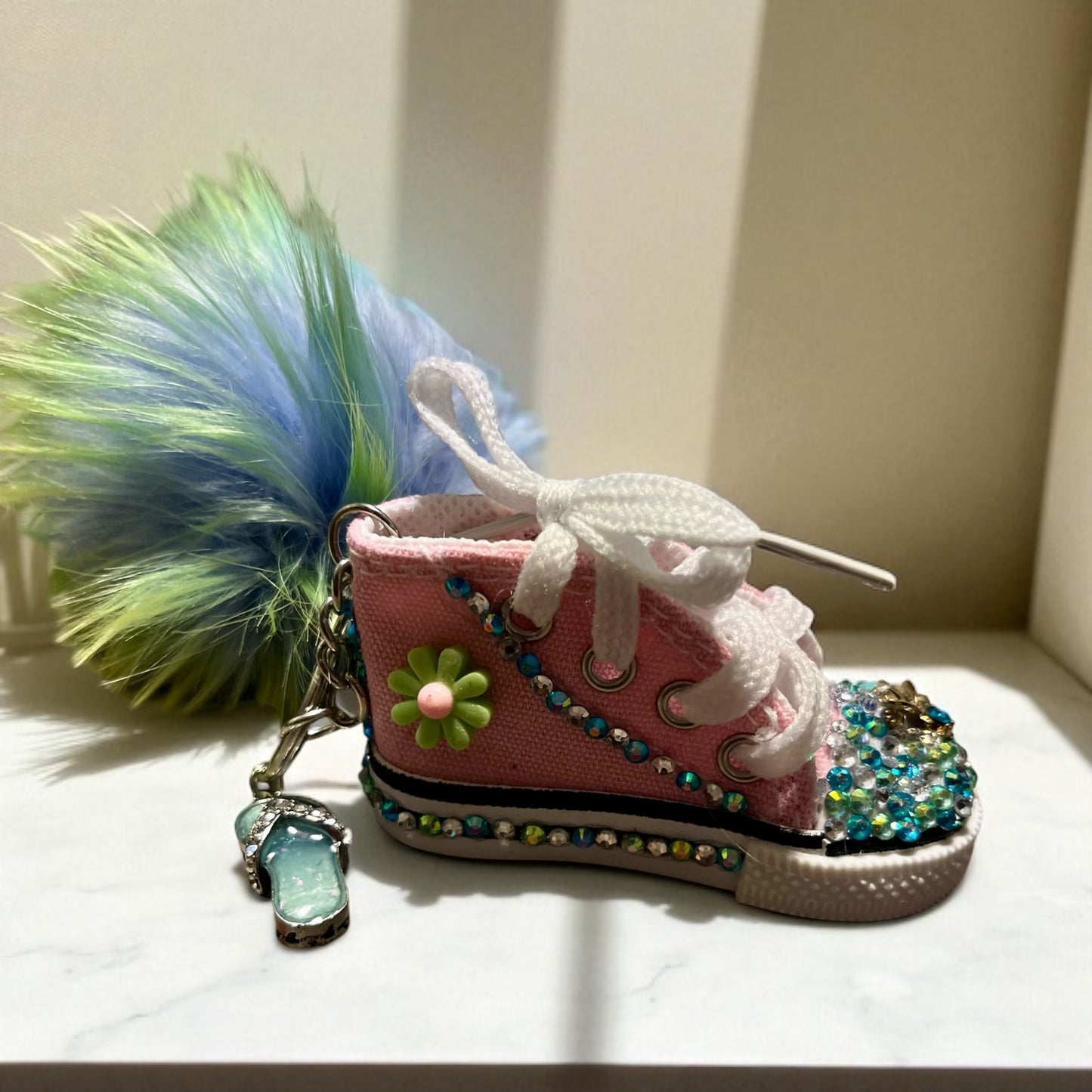 Bedazzled Handmade Converse Keychain - Sunflower Sunset
