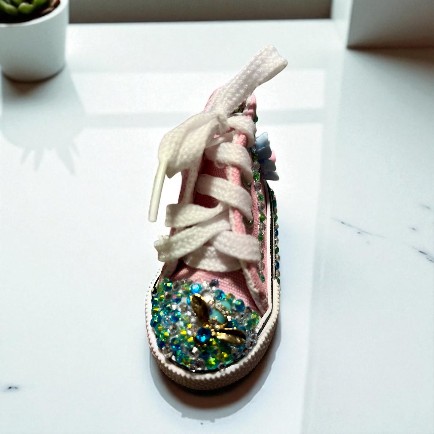 Bedazzled Handmade Converse Keychain - Sunflower Sunset