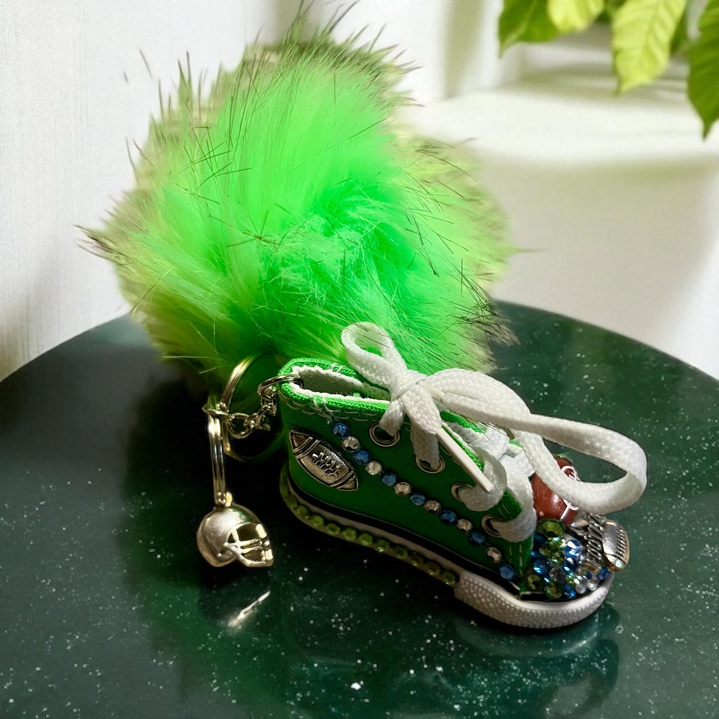 Bedazzled Handmade Converse Keychain – Football Style 2