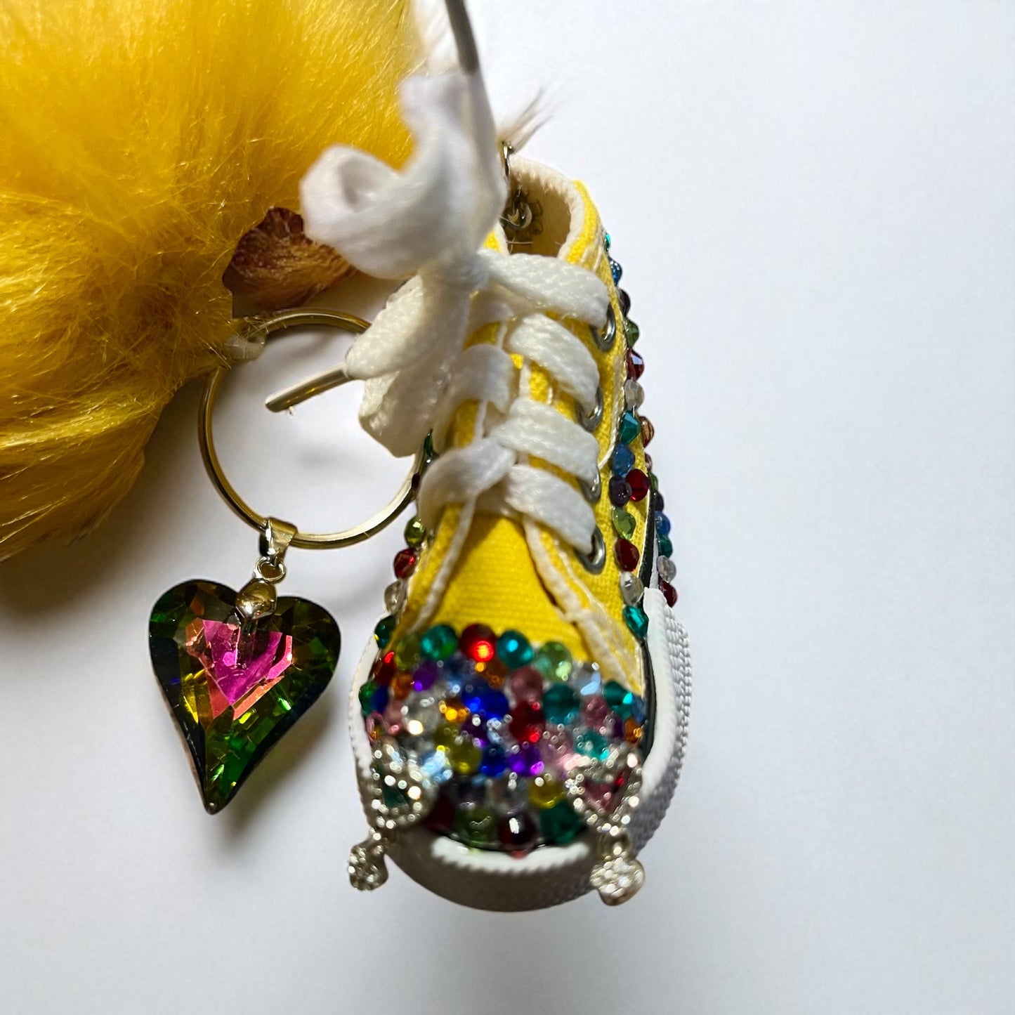 Bedazzled Handmade Converse Keychain - Crystal Heart