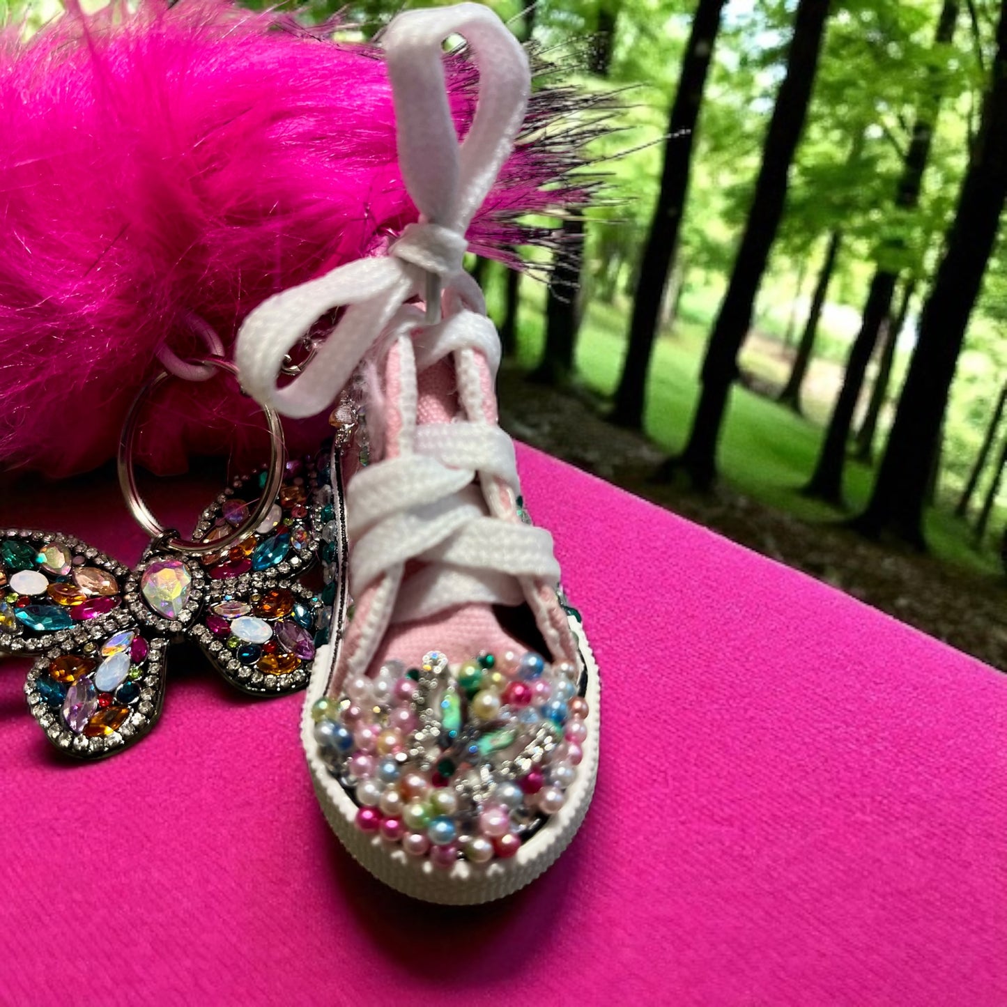 Bedazzled Converse Keychain – Butterfly Style