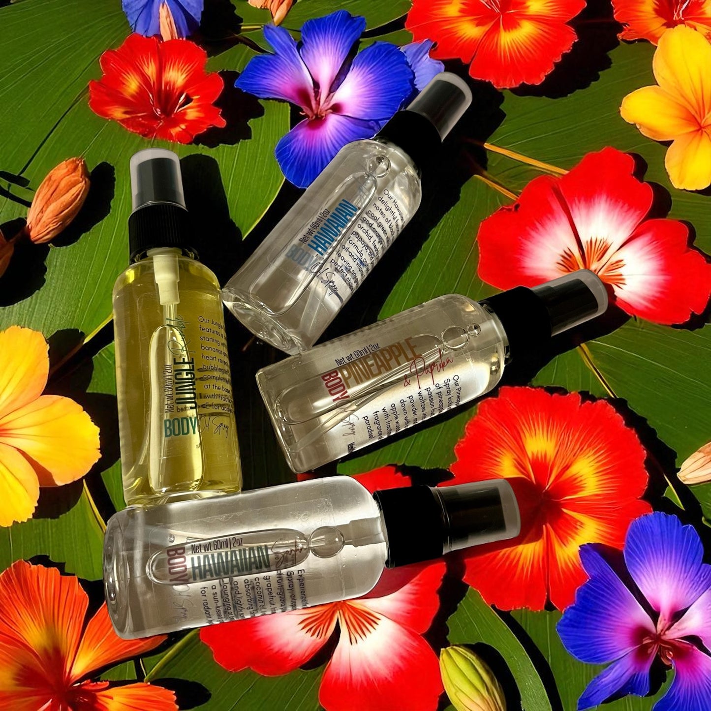 Hawaiian Vibes Body Oil Spray 2oz -4 Pack Bundle