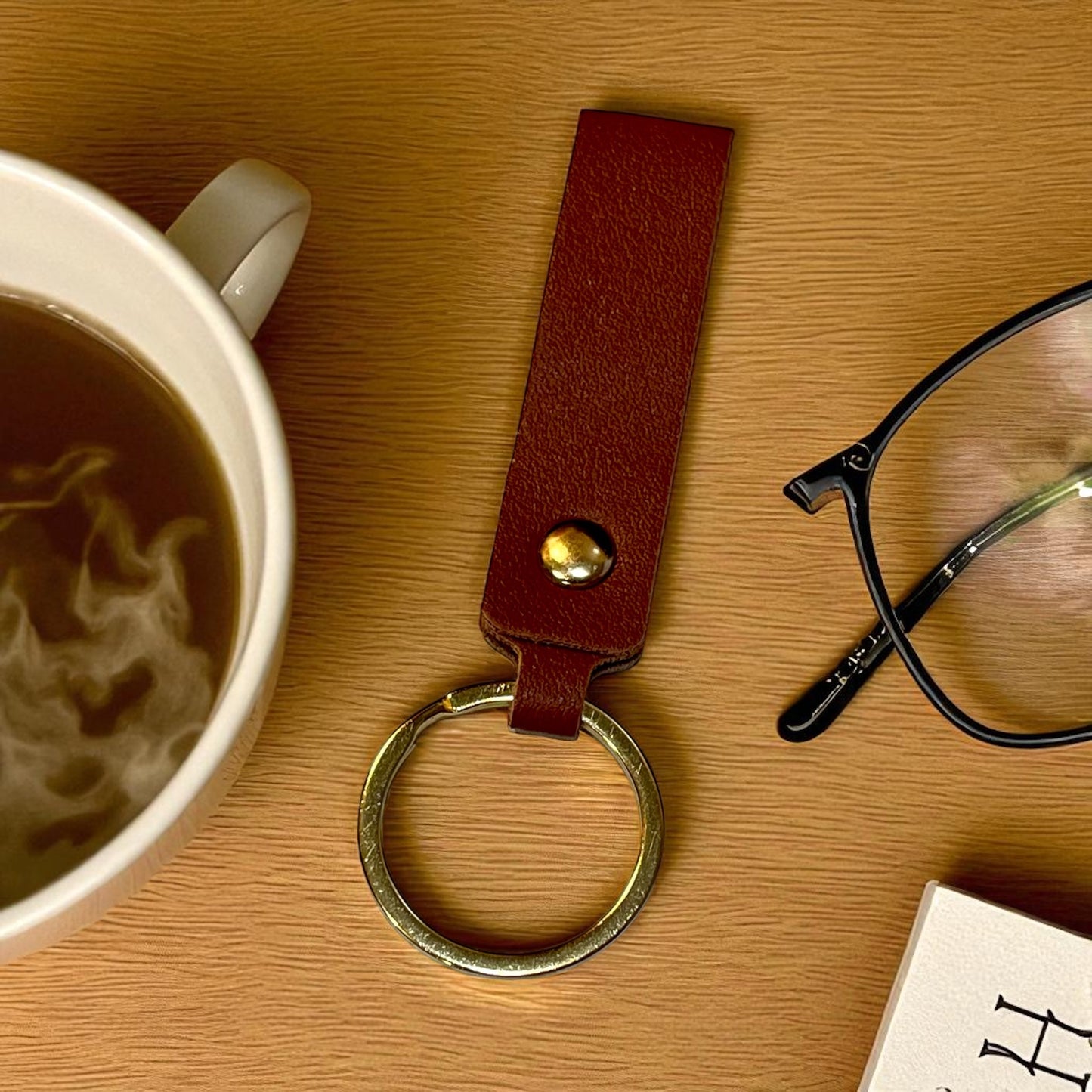 Leather Key Chain: Solid Colors with Hand Rope Strap