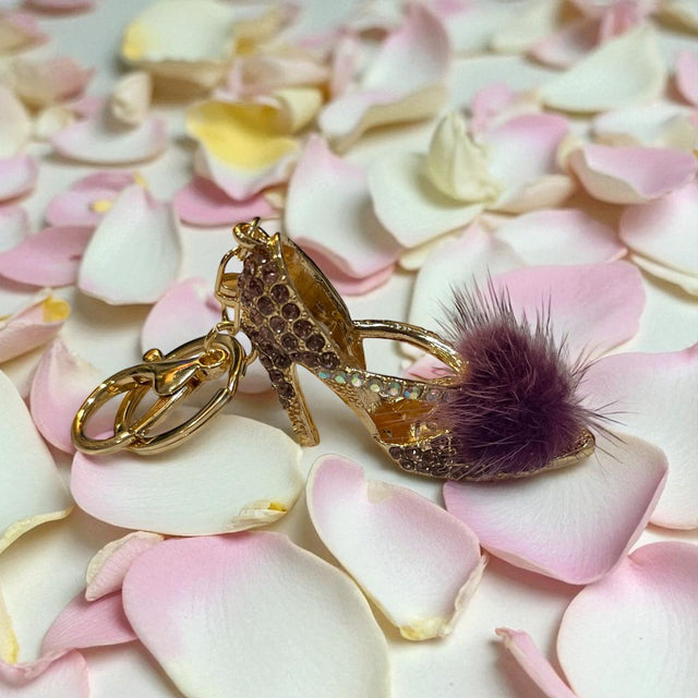 Plush Purple Pump High Heel Keychain