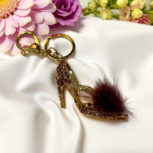 Plush Purple Pump High Heel Keychain