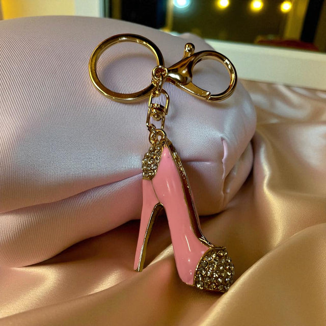 Sky High Pink Rhinestone High Heels Keychain