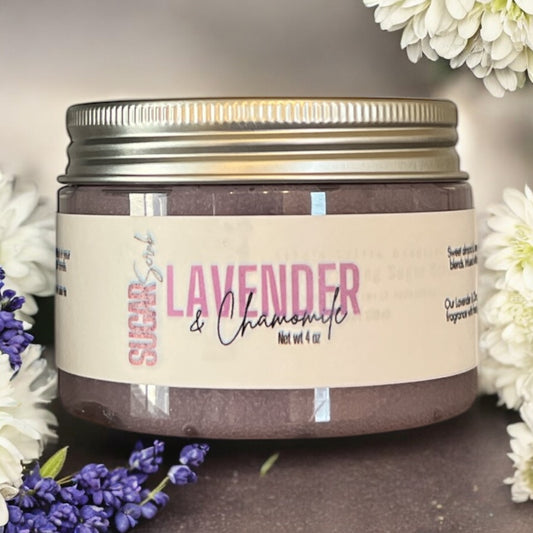 Lavender & Chamomile Sugar Scrub: Natural Exfoliating Moisturizer, 4oz