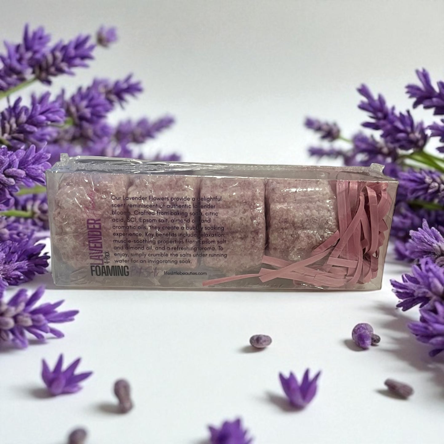 Lavender Flowers Foaming Bath Salts Fizzers - 4Pack