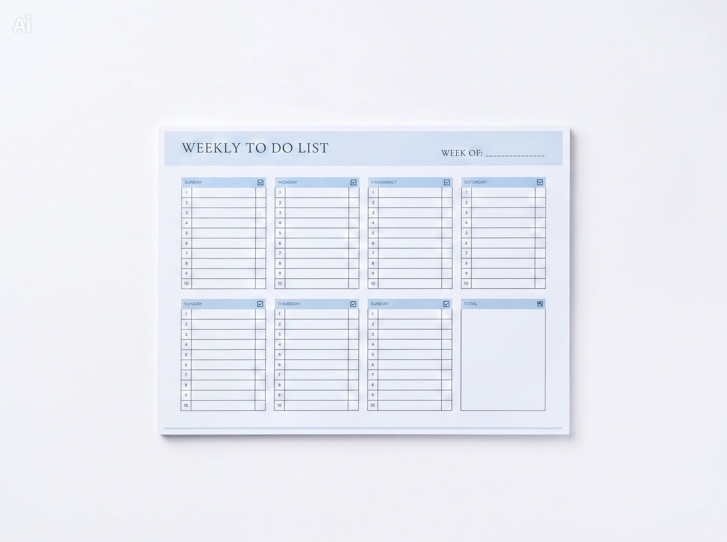 a weekly to-do list on a white background.