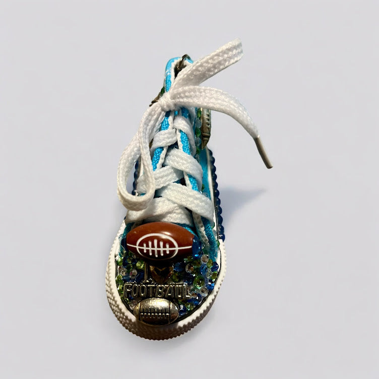 Bedazzled Handmade Converse Keychain – Football