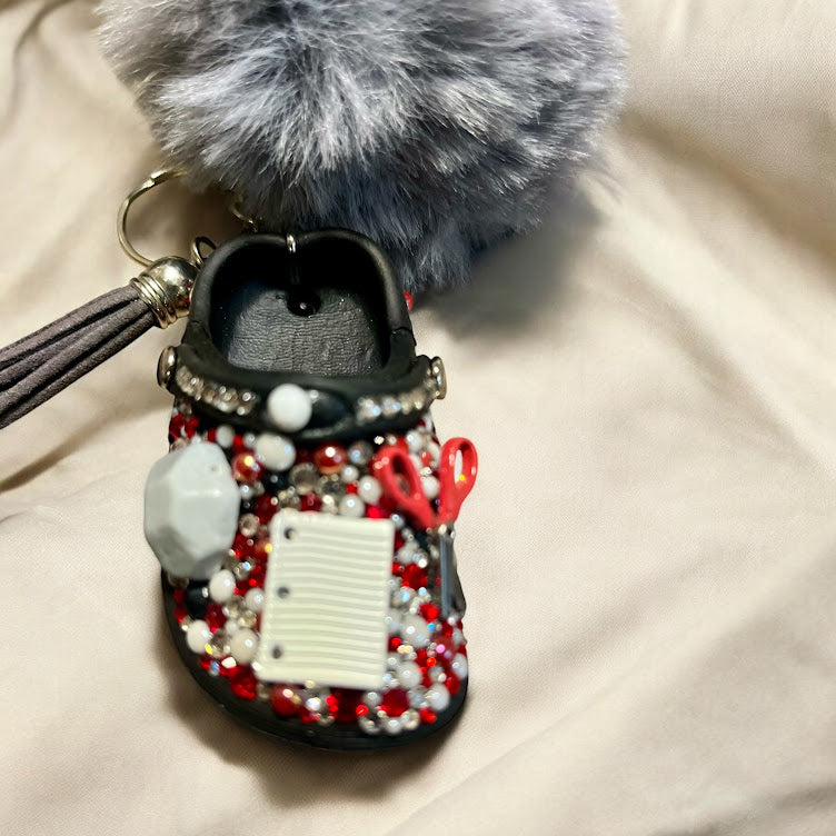 Bedazzled Handmade Croc Keychain for School Grads
