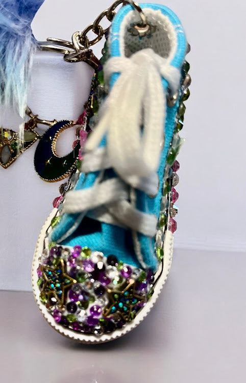 Bedazzled Converse Handmade Keychain - Moon & Stars Collection
