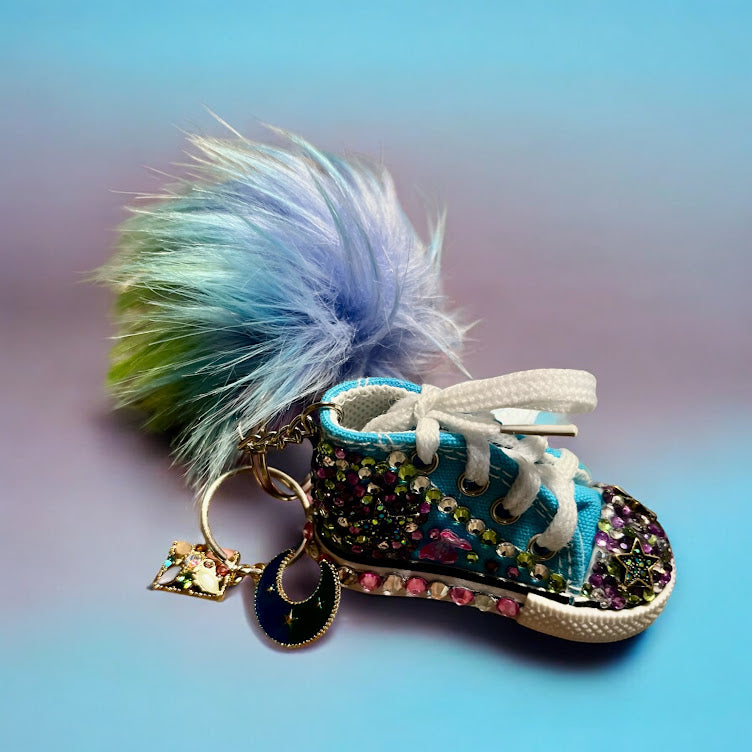 Bedazzled Converse Handmade Keychain - Moon & Stars Collection