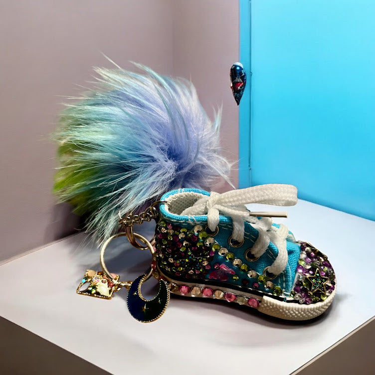 Bedazzled Converse Handmade Keychain - Moon & Stars Collection