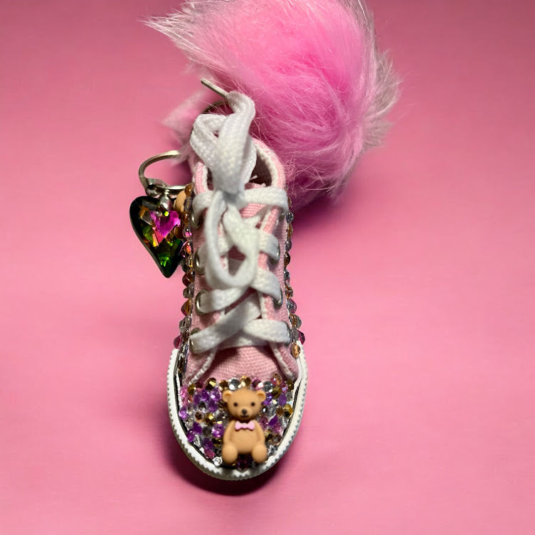 Bedazzled Converse Shoe Keychain: Teddy Bear Collection