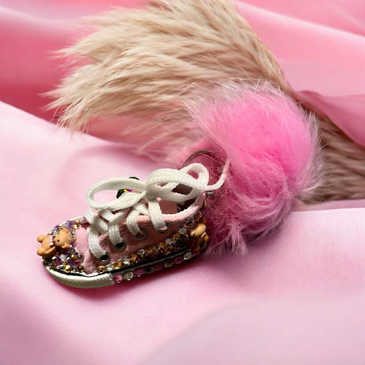 Bedazzled Converse Shoe Keychain: Teddy Bear Collection