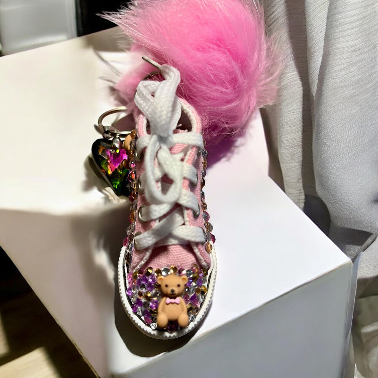 Bedazzled Converse Shoe Keychain: Teddy Bear Collection