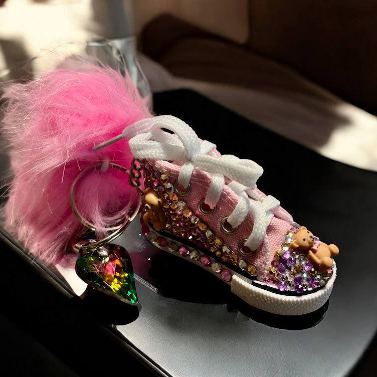 Bedazzled Converse Shoe Keychain: Teddy Bear Collection