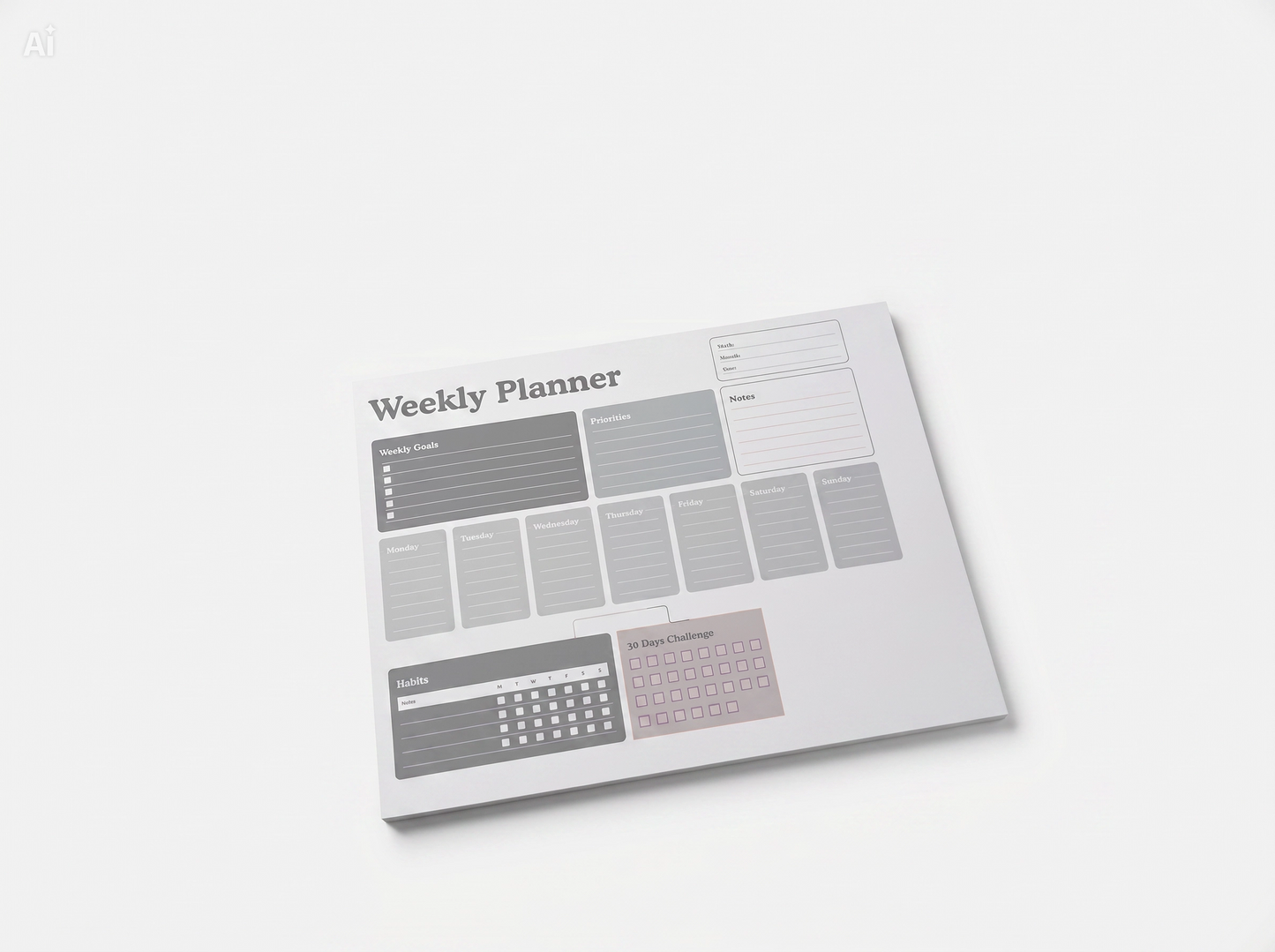 Weekly Planner Notepad: Goals, Priorities, Habits Tracker