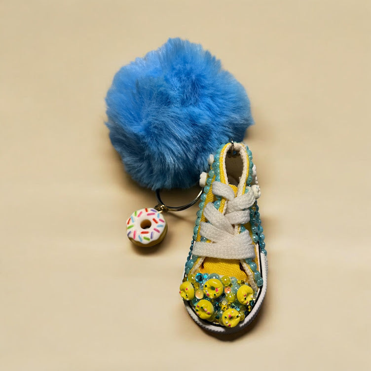 Bedazzled Handmade Keychain - Yellow Donut