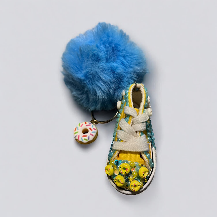 Bedazzled Handmade Keychain - Yellow Donut