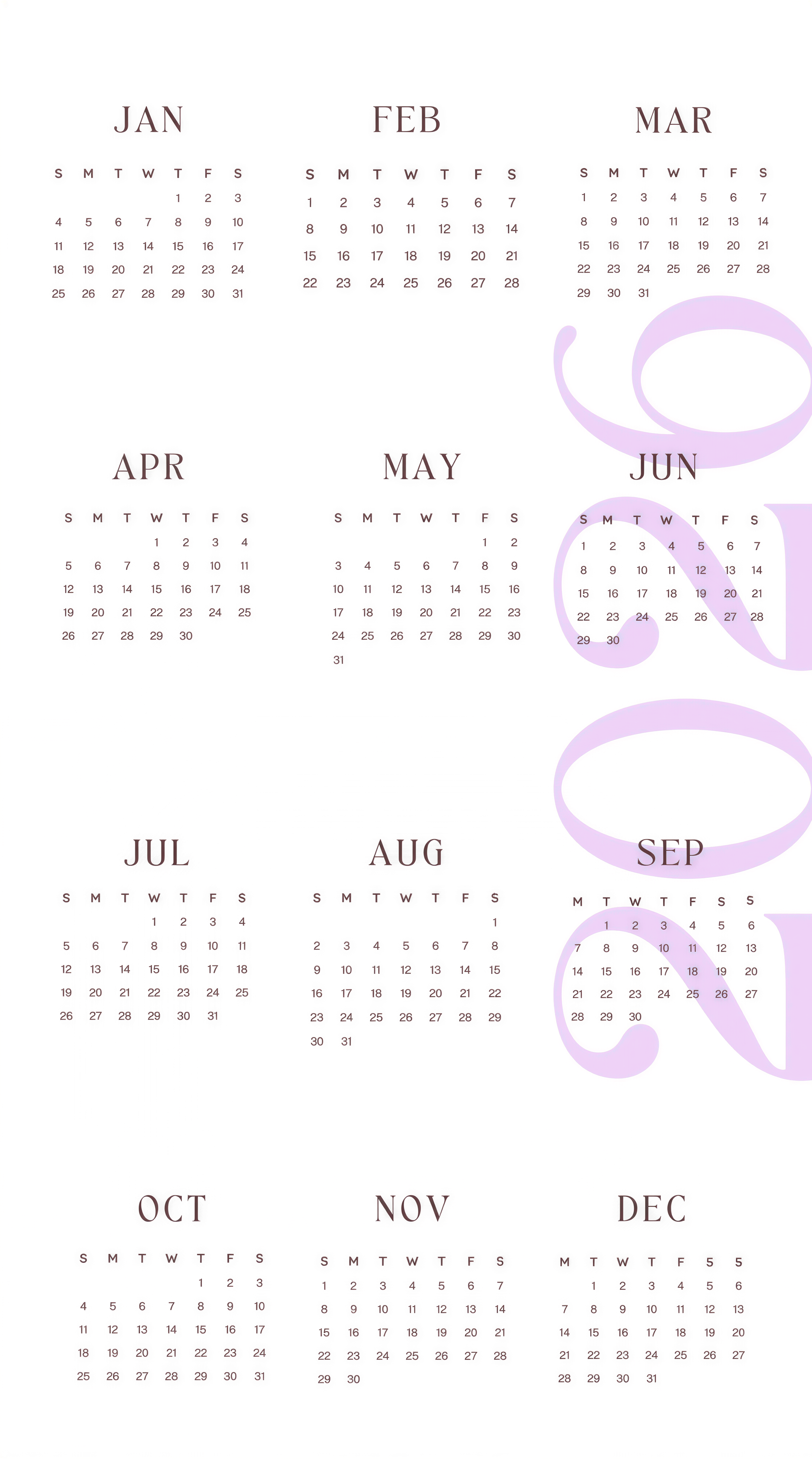 a calendar for the year 2021, displaying the months of the year in a grid format.