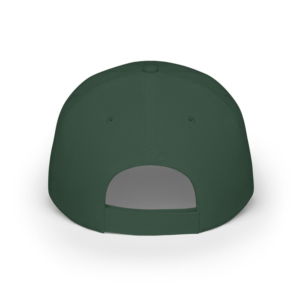Dark green baseball cap back view with adjustable strap