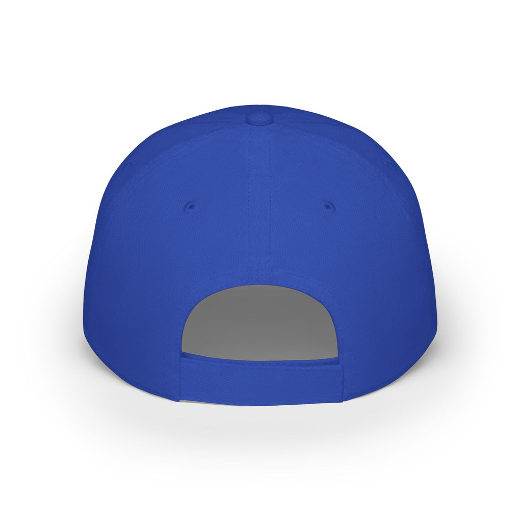 Royal blue baseball cap back view with gray inner panel