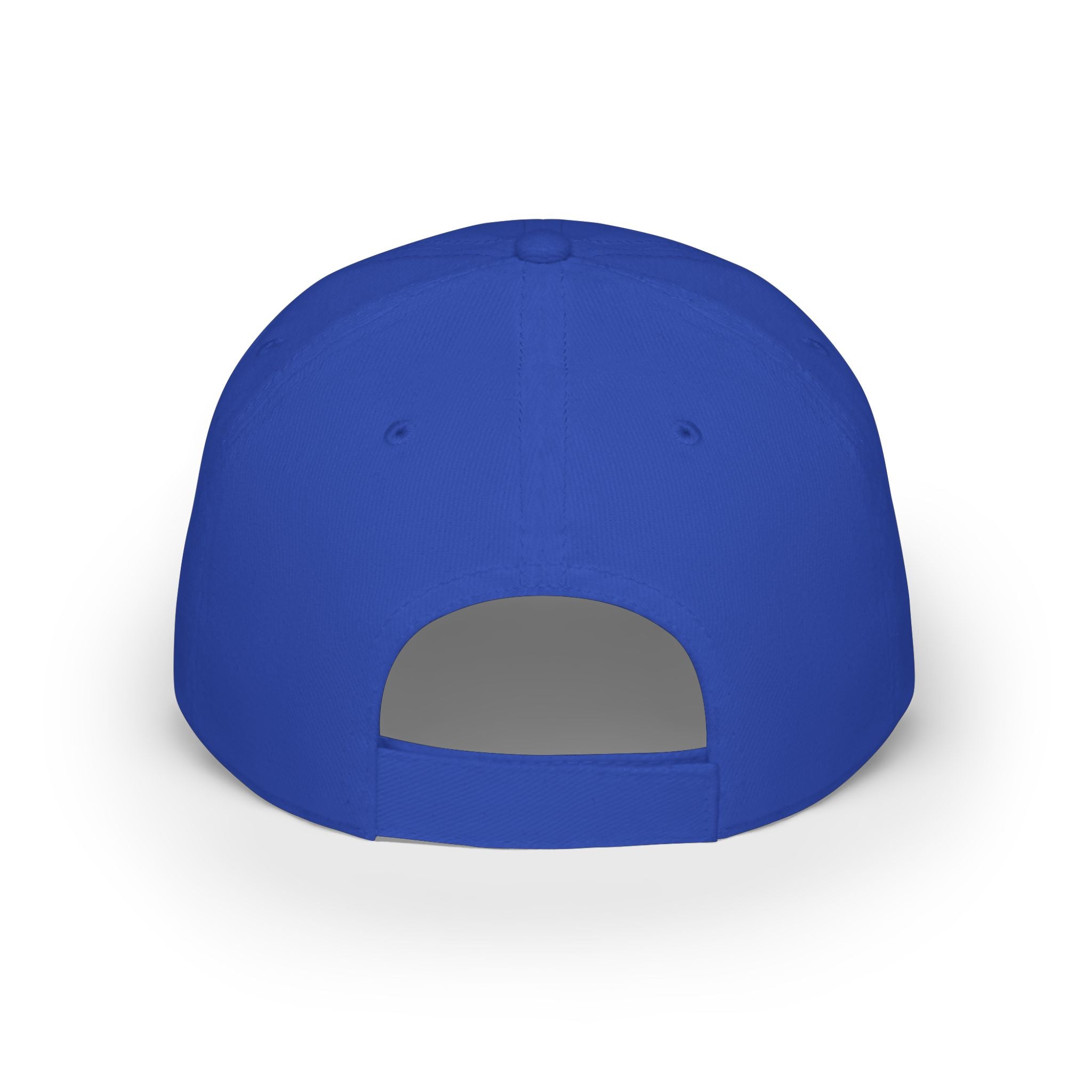 Royal blue baseball cap back view with gray inner panel