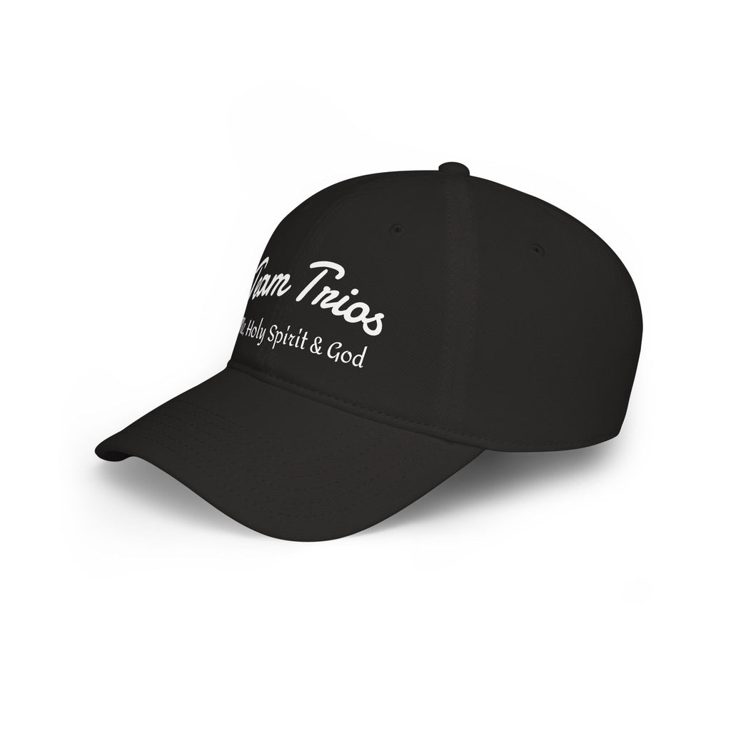 Black baseball cap with 'Team Trios' and 'Holy Spirit & God' text in white script