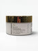 A jar of body cream with a white and gold color scheme.