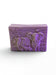 A rectangular soap bar with a carved design depicting two elephants in a grassy field.
