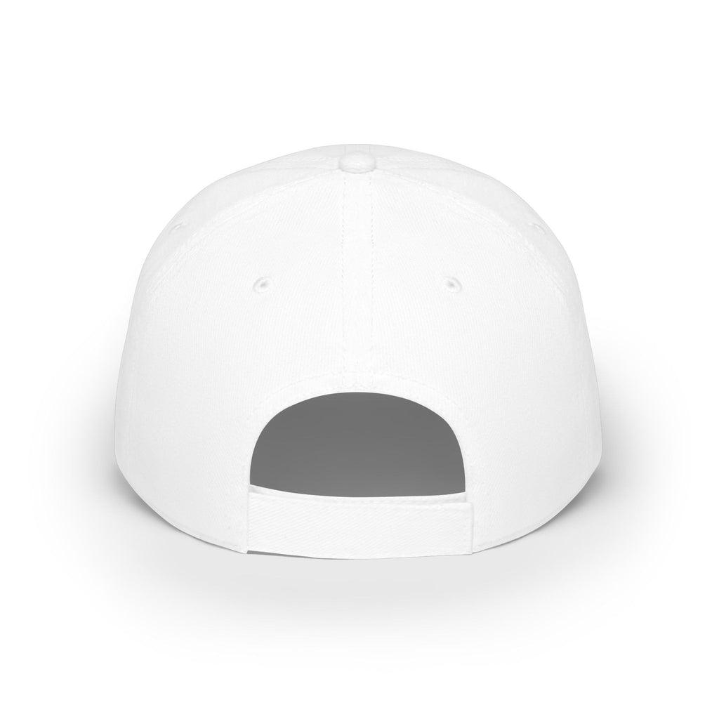 White baseball cap back view, adjustable strap, clean design