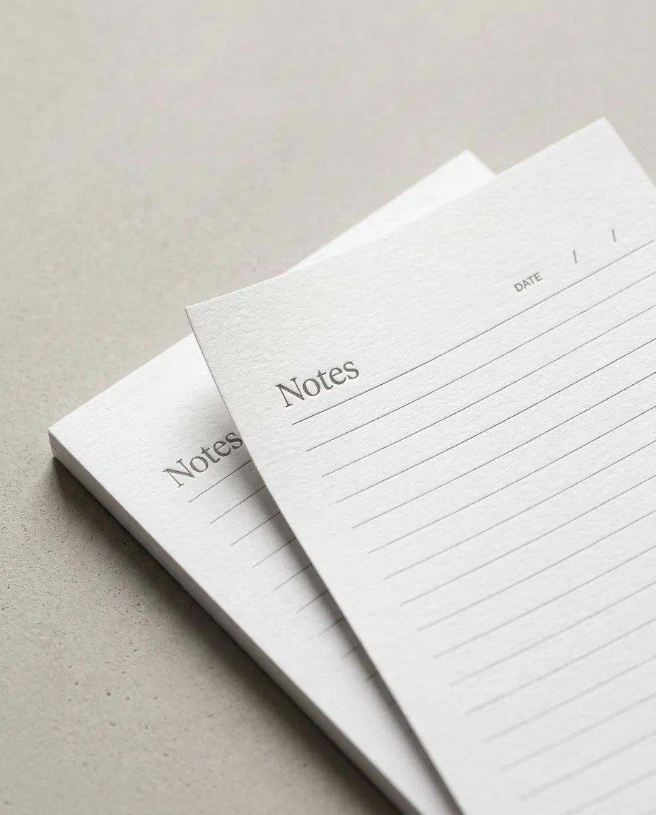 two lined paper pads with the word "Notes" printed on them.