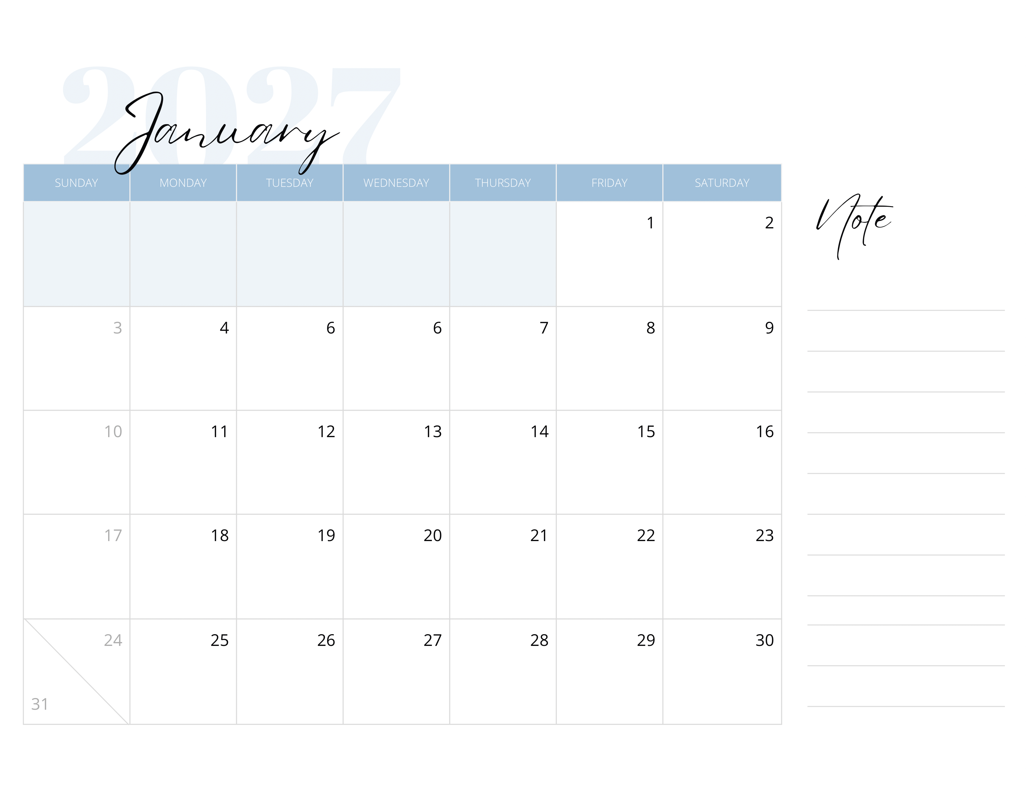 2027 Calendar Notepad - A 76-Page Duo