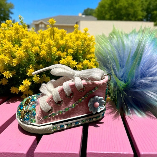 Bedazzled Handmade Converse Keychain - Sunflower Sunset
