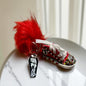 Bedazzled Handmade Converse Keychain - Red Skull