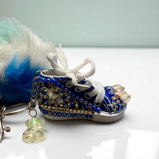 Bedazzled Handmade Converse Keychain - Clear Teddy