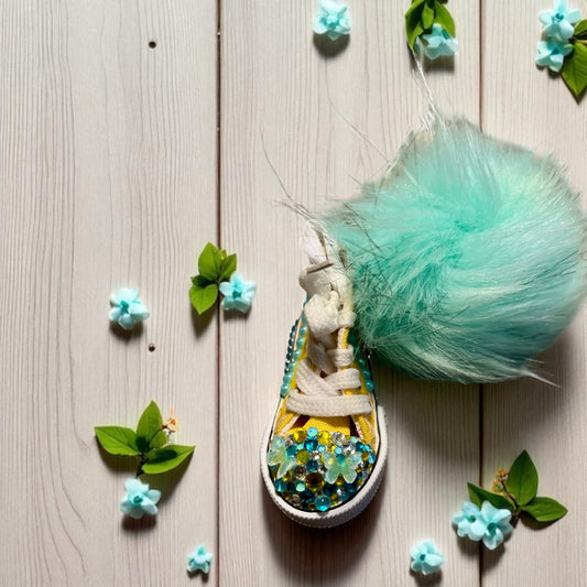 Bedazzled Handmade Converse Keychain - Summer Butterfly