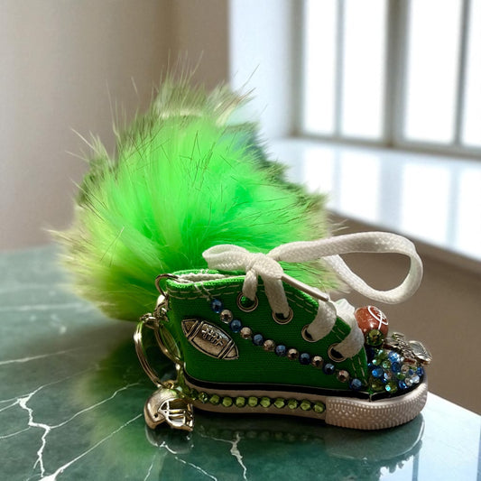 Bedazzled Handmade Converse Keychain – Football Style 2