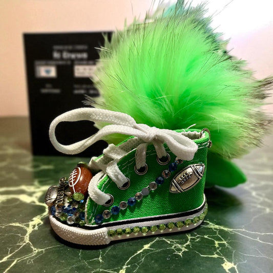 Bedazzled Handmade Converse Keychain – Football Style 2