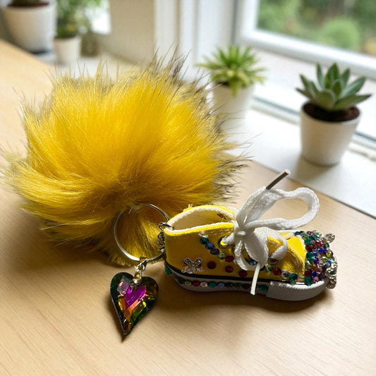 Bedazzled Handmade Converse Keychain - Crystal Heart