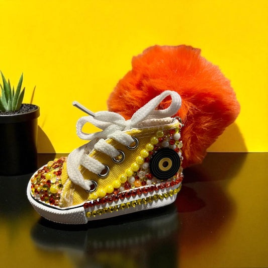 Bedazzled Handmade Converse Keychain: Disco Track Record