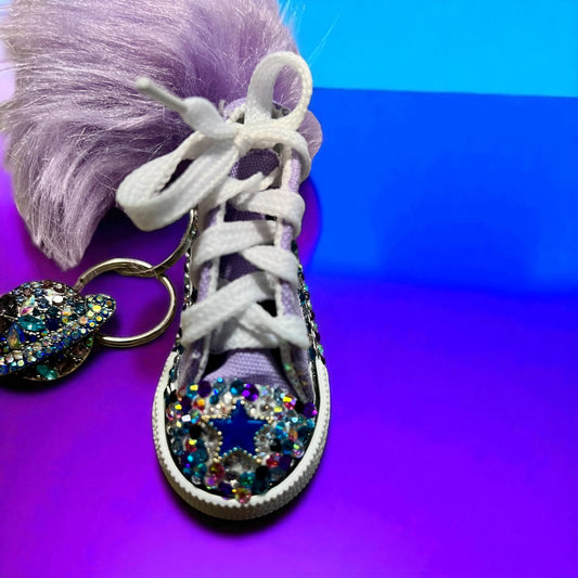 Galactic Glamour: Bedazzled Handmade Converse Keychain