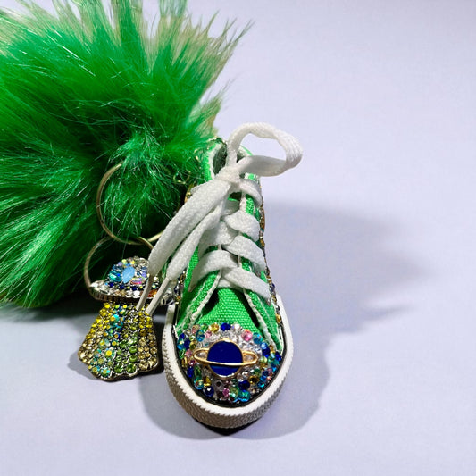 Bedazzled Handmade Converse Keychain: Galaxy Style Two