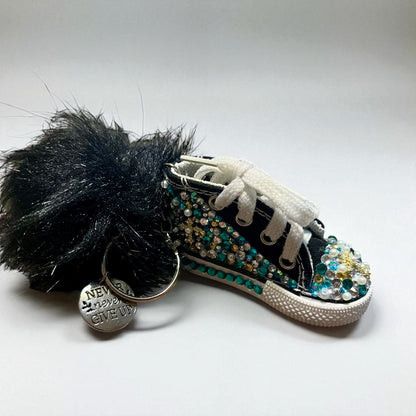 Bedazzled Handmade Converse Keychain – Never Give Up