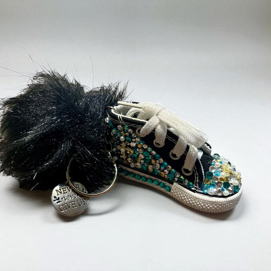 Bedazzled Handmade Converse Keychain – Never Give Up
