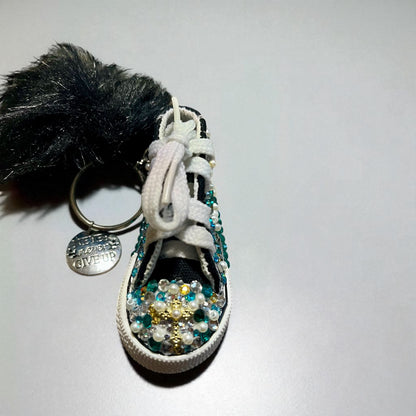 Bedazzled Handmade Converse Keychain – Never Give Up