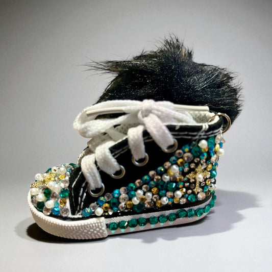 Bedazzled Handmade Converse Keychain – Never Give Up